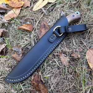 Cuchillos de caza de acero al carbono hechos a mano de primera calidad con mango de madera, venta al por mayor OEM, soporte personalizado, cuchillo de camping de hoja fija de acero. - Product Image 6