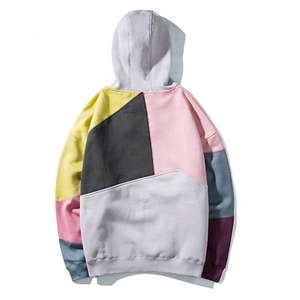 Sudadera con capucha y sudadera de algodón azul de alta calidad OEM personalizada con bordado liso y paneles para hombre - Product Image 5