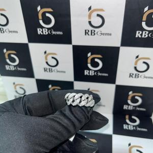 แหวนเงินแท้ 925 ชุบเงิน RB GEMS แบบ Cuban Link ประดับเพชรโมอิสซาไนต์ทรง Pave สไตล์ฮิปฮอป เครื่องประดับสำหรับทุกเพศ - Product Image 2