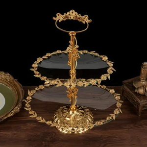 Glass Cake Stand With 7 Irregular Floral Plates Reusable Wedding And <b>Birthday</b> Parties Cake Display Stand <b>Table</b> Centerpiece - Product Image 3