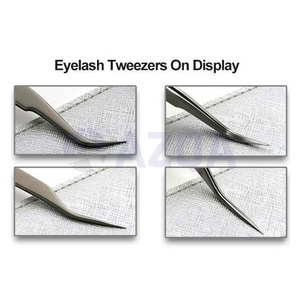 Vente en gros de pinces à cils en acier inoxydable, 2 pièces, plaquées or, avec étui en cuir PU, outil professionnel pour les cils - Product Image 6
