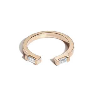 Baguette Cut Lab Grown Diamond Open <b>Spacer</b> Stackable Rings Custom 14K, 18K Solid Gold Minimalist Jewelry Everyday Wear Wholesale - Product Image 1