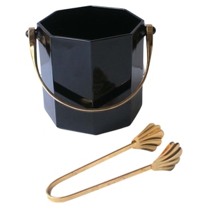 Hexagonal Rose <b>Gold</b> <b>Ice</b> <b>Bucket</b> With Lid And Tongs Geometric Polished Copper Finish Insulated Wine Chiller Premium Barware - Product Image 2