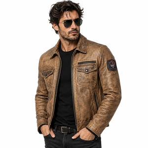 Men Leather <b>Jacket</b> Classic Leather Coat Soft Durable Material Comfortable Fit Stylish Outerwear For Casual Wear Travel Outdoor - Product Image 6