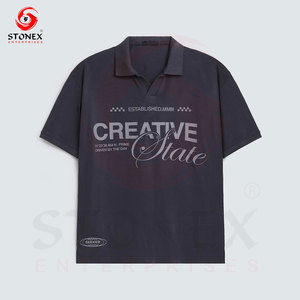 Polo à manches courtes gris foncé pour homme Creative State, imprimé par transfert thermique, décontracté, respirant, tricoté, avec logo sur le devant - Product Image 2