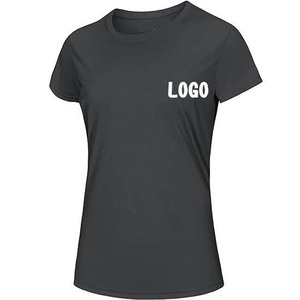 Camiseta de Manga Corta para Mujer, Color Gris Oscuro, Cuello Redondo, con Estampado de Logotipo Colorido, Tejido Jersey de Secado Rápido, Corte Casual, para Primavera/Verano - Product Image 5