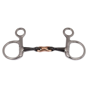 Bocado de acero inoxidable para caballo con boquilla de 3 alambres trenzados y discos grandes - Product Image 3