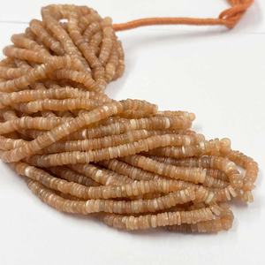 5mm 6mm Natural Peach Moonstone Smooth Heishi Tyre Beads Wholesale Price <b>Semi</b> <b>Precious</b> <b>Stone</b> Beaded <b>Necklace</b> Trendy Jewelry - Product Image 3