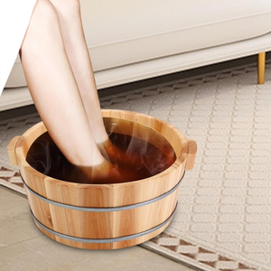 Bañera de madera de alta calidad para pies, cubo redondo de madera con asa para spa en casa, de fábrica en Vietnam - Product Image 3
