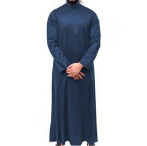 Thobe de Moda para Hombre Musulmán del Medio Oriente, Ropa Islámica, Jubba Saudí de Seda Negra Elegante, Thawb para Hombre, Vestido para Ramadán y Eid - Product Image 3