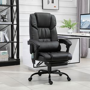 Sedia da Ufficio Nera con Schienale Alto, Massaggio a 6 Punti, Comoda Poltrona Direzionale Reclinabile con Supporto Lombare in Alluminio e Cuscino Vibrante - Product Image 2