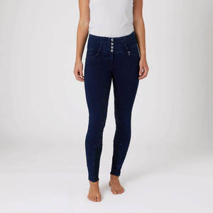 Leggings en jean taille haute pour femme 2026, longueur intégrale, extensibles dans les quatre sens, avec poches, en coton élasthanne, taille élastique, couleur unie - Product Image 3