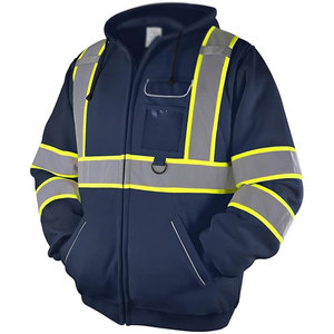 Sweat-shirt et veste de sécurité réfléchissants de classe 2, visibilité tout au long de la journée, logo personnalisé, bordure bleue et jaune, poche avant, imperméable - Product Image 1