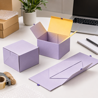 Boîte cadeau carrée pliable pré-pliée en carton vierge imprimable, couleur lilas, directement de l'usine