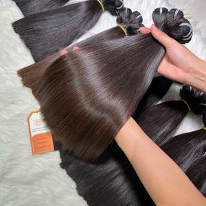 Envío listo Super doble dibujado 10 ''12'' hueso recto extensiones de cabello humano vietnamita trama cruda sin procesar Fabricación de cierre de peluca - Product Image 2