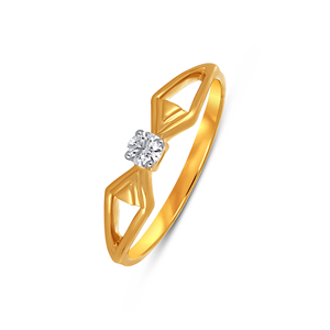 Bague solitaire Oria Prism avec diamant, bague de luxe Carousel en or bimétallique, bague halo entrelacée avec diamants multicouches - Product Image 1