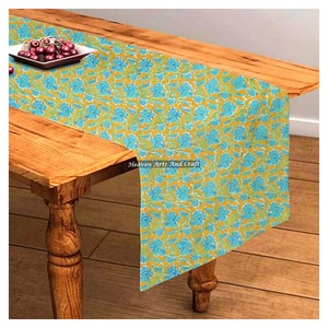 Hand Block Floral Printed Indian Cotton Table <b>Runner</b> Beautiful For Wedding Events And Home Decor With Farmhouse Style - Product Image 5