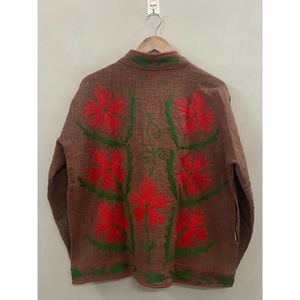 Chaqueta de Invierno de Algodón con Bordado Floral para Mujer, Cuello Mao, Manga Larga, Frente Abierto, Diseño Hecho a Mano - Product Image 2