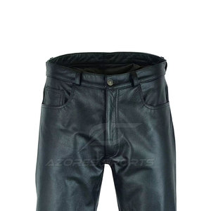 Men's Genuine Leather Slim Fit Straight Mid Waist Dark Wash Casual <b>Pants</b> Eco-Friendly Breathable Quick Dry Lightweight Trendy - Product Image 6