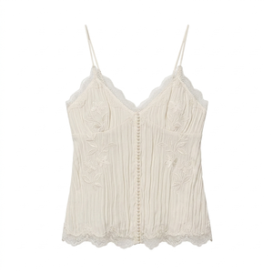 เสื้อกล้ามลูกไม้ปักลายสำหรับผู้หญิง สายเดี่ยว ดีไซน์หรูหรา ทรงเข้ารูป สำหรับฤดูร้อน คุณภาพสูง บริการ OEM - Product Image 3