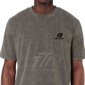 Camiseta de manga corta de alta calidad 100% algodón para hombre, lavado ácido, corte holgado, con logo personalizado impreso, camiseta de lavado ácido para hombre - Product Image 5