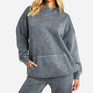 Sweat-shirts à capuche pour femmes, style streetwear, en polyester tricoté, tendance automne, avec logo personnalisé, effet délavé, qualité supérieure, vente en gros OEM, collection 2026 - Product Image 1