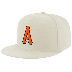 Unisex 6-Panel Canvas Baseball <b>Cap</b> With Orange Embroidered A Logo Front Panel Fitted Casual Style - Product Image 1