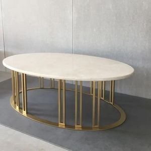 Mesa de centro moderna de madera blanca y metal para sala de estar, 50 x 30 x 20 pulgadas, mueble contemporáneo de mesa baja. - Product Image 1