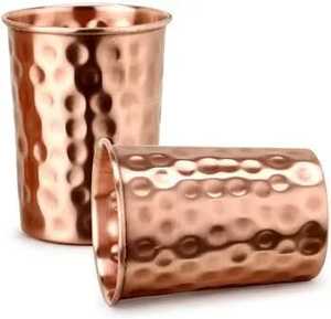 Ensemble de gobelets en cuivre pur gravés à la main Skies Traders, avec piédestal floral sculpté, verre à eau, tasse ayurvédique - Product Image 2