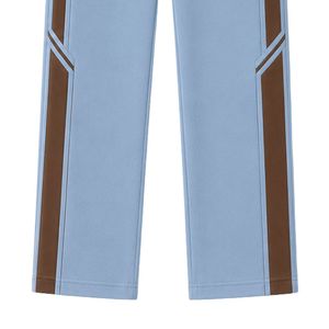 Conjunto de dos piezas informal personalizado para mujer, camiseta de manga corta azul cielo y marrón y pantalones de pierna recta con contraste. - Product Image 4