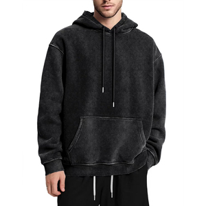 Sweat à capuche pour homme de haute qualité, sur mesure, style streetwear, effet délavé, en vente à bas prix - Product Image 1