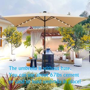Ombrelloni da Esterno Rettangolari a LED 10 x 6,5 Piedi con Manovella e Pulsante Inclinabile per Giardino e Piscina - Product Image 1