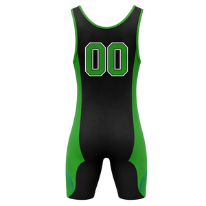 <b>Men</b> Green Black Sublimated <b>Wrestling</b> <b>Singlet</b> Polyester Lightweight <b>Wrestling</b> Sportswear Athletic Team Uniform Performance - Product Image 3
