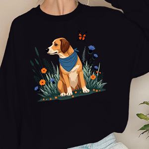 Perro con plantas y flores sudaderas de mujer - Product Image 2
