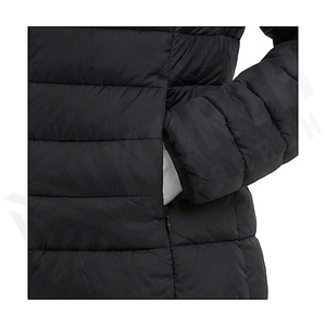 Hooded Quilted Jacket Women Black Full Sleeve Winter Polyester Filling Zipper Closure Regular Length Solid Color - Product Image 5