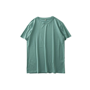 T-shirt en jersey tricoté pour homme, vert foncé, à manches courtes, col rond, en coton et élasthanne, respirant, coupe classique, couleur unie, décontracté - Product Image 5