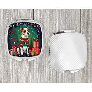 Compact Folding Handheld Makeup <b>Mirror</b> for Women and Girls Jack Russell Terrier Christmas Decorative Travel Gift <b>Pocket</b> Size - Product Image 4