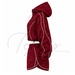 Ensemble coupe-vent court personnalisé pour femme, en nylon léger, avec vestes zippées, collection de mode à marque privée - Product Image 2