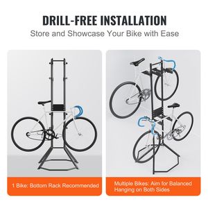 Support de rangement vertical pour 4 vélos, entièrement réglable, en acier robuste, pour vélos de route, installation facile à domicile - Product Image 5