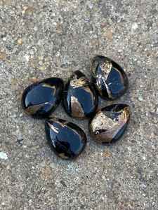 5 cabujones de turquesa negra en forma de lágrima, piedras preciosas naturales sueltas para la fabricación de joyas - Product Image 6