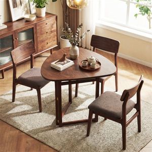 Tavolo da Pranzo Pieghevole in Legno Massello di Noce da 80 cm per 2 Persone, Tavolo da Cucina Richiudibile - Product Image 2