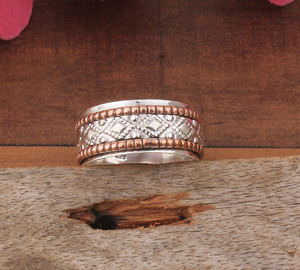 Anillo de Plata de Ley Único con Engaste de Bisel, Bicolor, Hecho a Mano, con Banda Trenzada para Hombre y Mujer, Joyería para Fiestas, Venta al por Mayor - Product Image 1