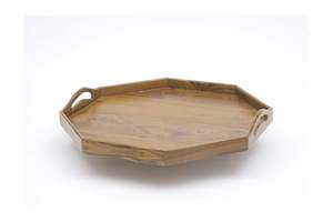 Handmade Wooden Serving Tray <b>Rustic</b> Natural Wood Breakfast Tray with Handles Eco-Friendly Decorative Food & Coffee Serving Tray - Product Image 2
