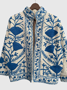 Veste à col roulé brodée à la main avec des motifs floraux, manches longues, en coton, taille plus, style ample pour femmes, vêtements d'automne - Product Image 6