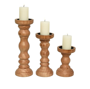 Ensemble de 3 bougeoirs en bois de mangue de différentes tailles à prix incroyable - Product Image 3