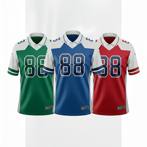 เสื้อฟุตบอลอเมริกันแบบสั่งทำสำหรับผู้ชาย - เสื้อแข่งแบบมีปกผ้าตาข่าย - ชุดทีมพร้อมสำหรับการพิมพ์แบบซับลิเมชั่น - Product Image 4