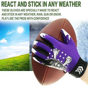 Guantes de Fútbol Americano Profesionales con Palma Adhesiva, Guantes de Receptor de Fútbol Americano de Alto Rendimiento para Adultos y Jóvenes - Product Image 3