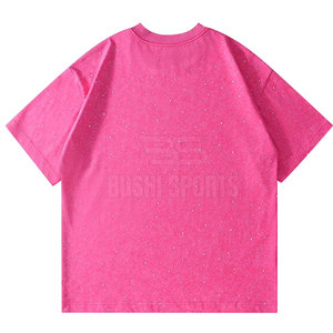 Camiseta con Pedrería al Por Mayor, 100% Algodón, Cuello Redondo, Diseño de Logotipo Personalizado OEM - Product Image 3