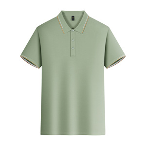 Men's <b>Navy</b> Short Sleeve Knitted <b>Polo</b> <b>Shirt</b> Solid Color Casual Style Regular Fit Button Design Breathable Pique Fabric - Product Image 2