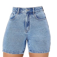 Shorts en jean brodés pour homme, bleu clair délavé, respirant, à braguette boutonnée, taille haute, longueur mi-cuisse, ourlet droit